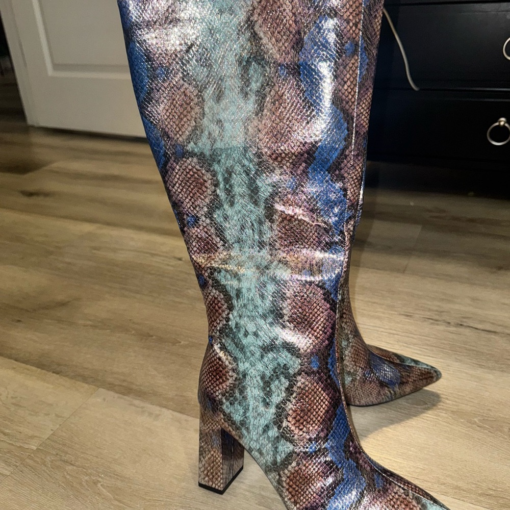Stylish Multicolor Knee-High Boots - wide calf
